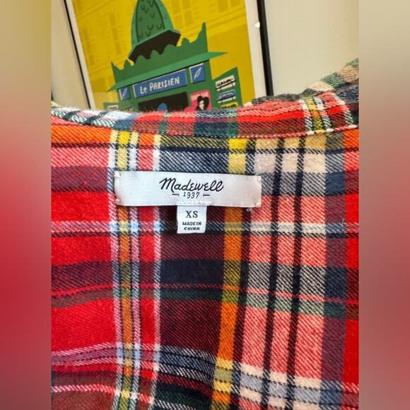 Madewell Plaid Flannel Shirt - Size XS - Picture 5 of 6